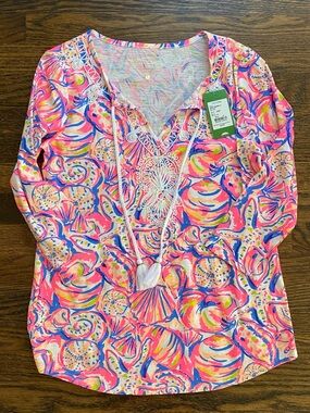 Lilly Pulitzer Holly Tunic Top in Shell of a Time Small NWT